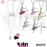 Collana in metallo argentato ballerina e zirconi