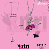 Collana in metallo argentato ballerina e zirconi