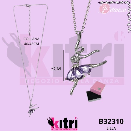 Collana in metallo argentato ballerina e zirconi