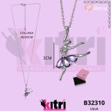 Collana in metallo argentato ballerina e zirconi
