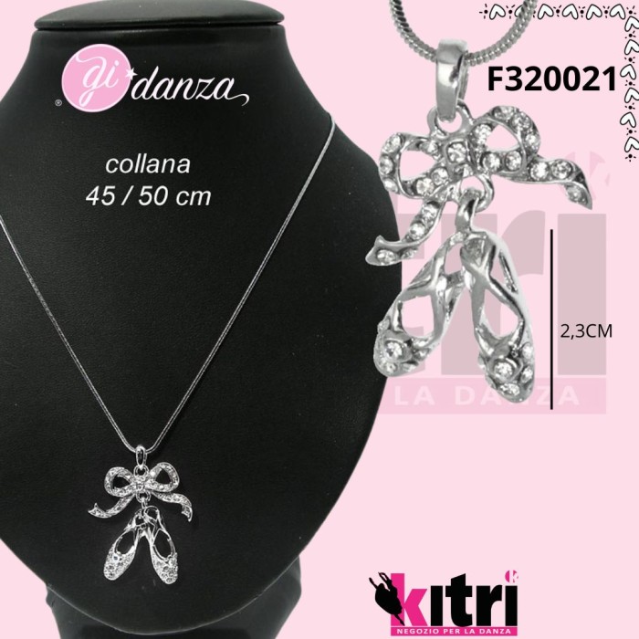 Collana con scarpetta da punta in strass