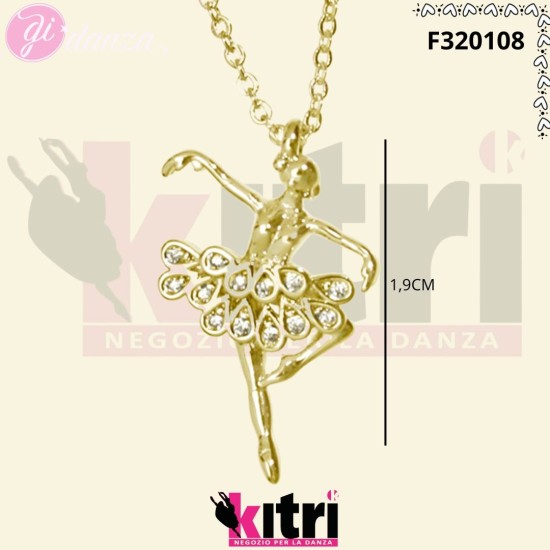 Collana con ballerina in ottone e zirconi