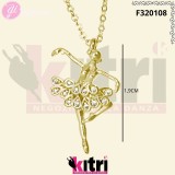 Collana con ballerina in ottone e zirconi