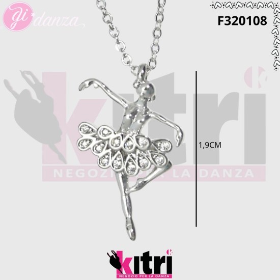 Collana con ballerina in ottone e zirconi