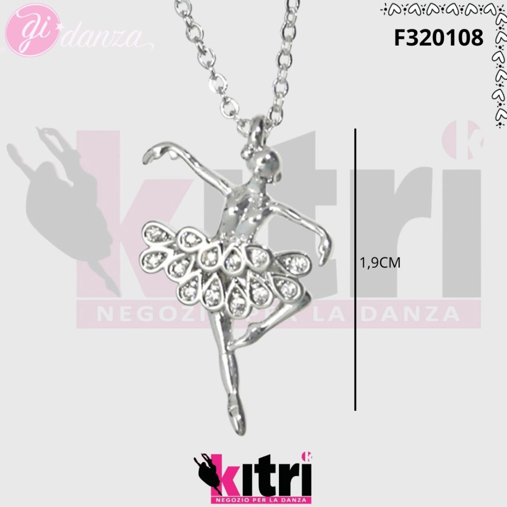 Collana con ballerina in ottone e zirconi