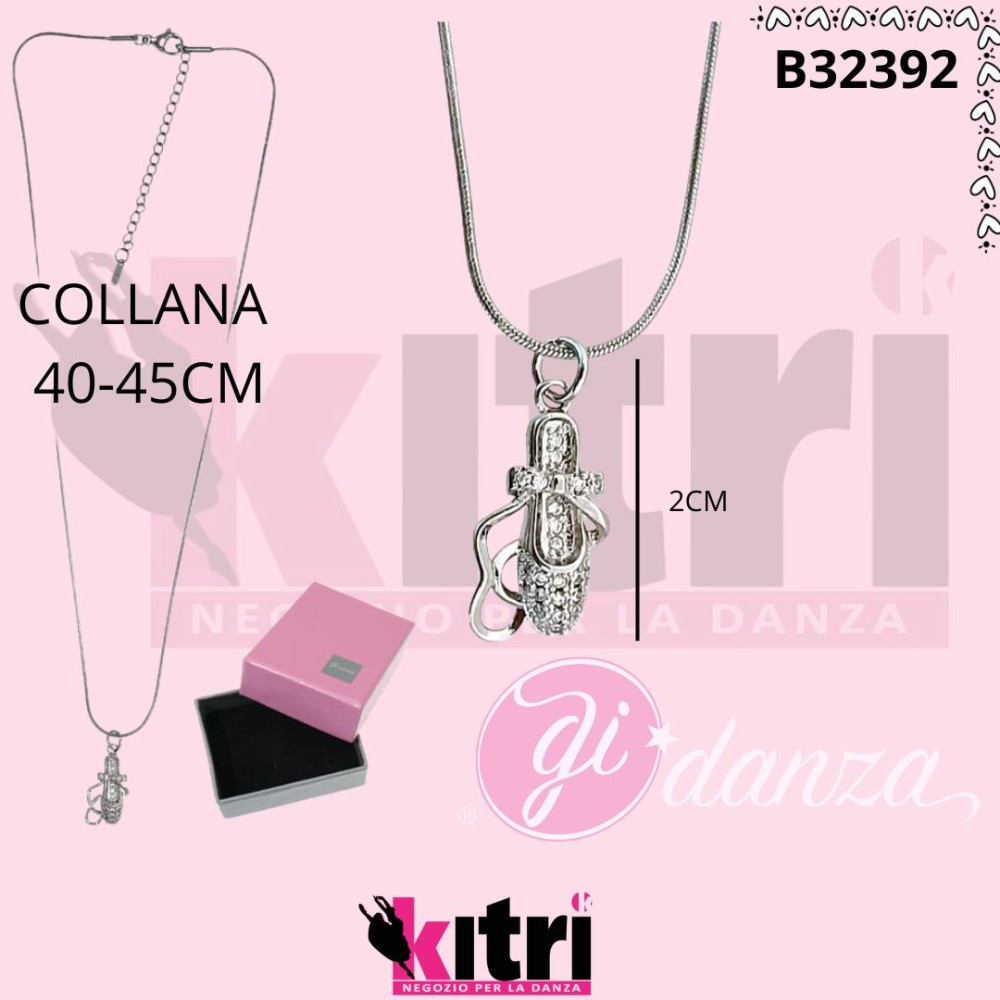Collana in acciaio con punta in strass