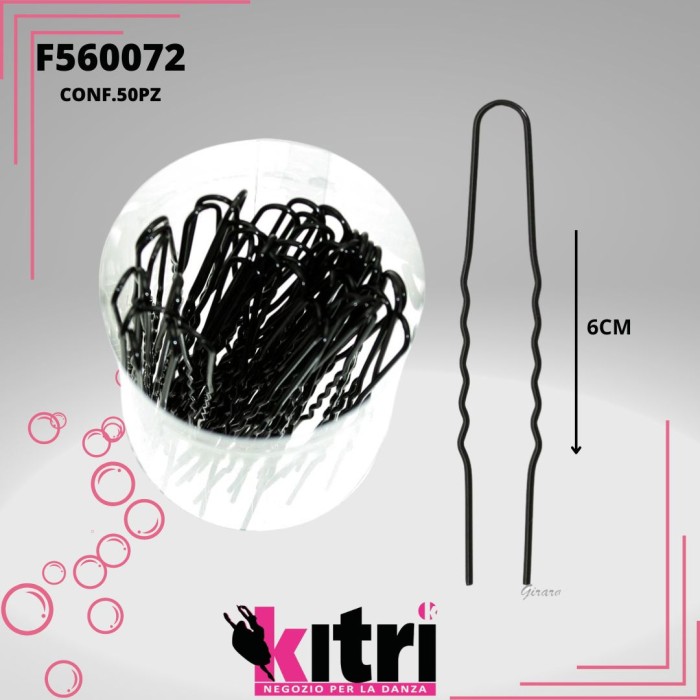 Forcine ondulata nera 6cm