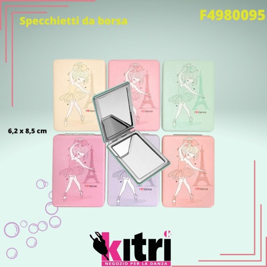 Specchietto da borsa rettangolare tema danza