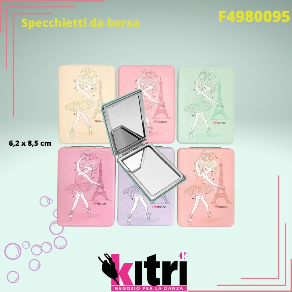 Specchietto da borsa rettangolare tema danza