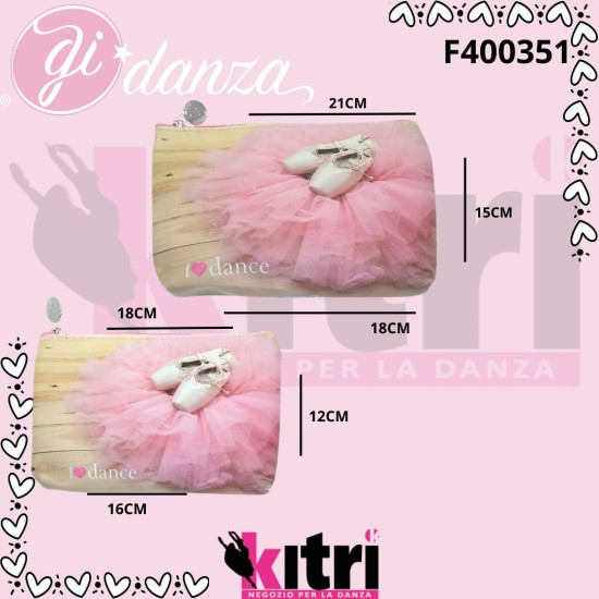 Pochette doppia con stampa punte ballerina