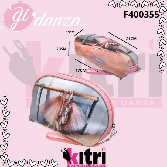 Pochette in saffiano con stampa tema danza