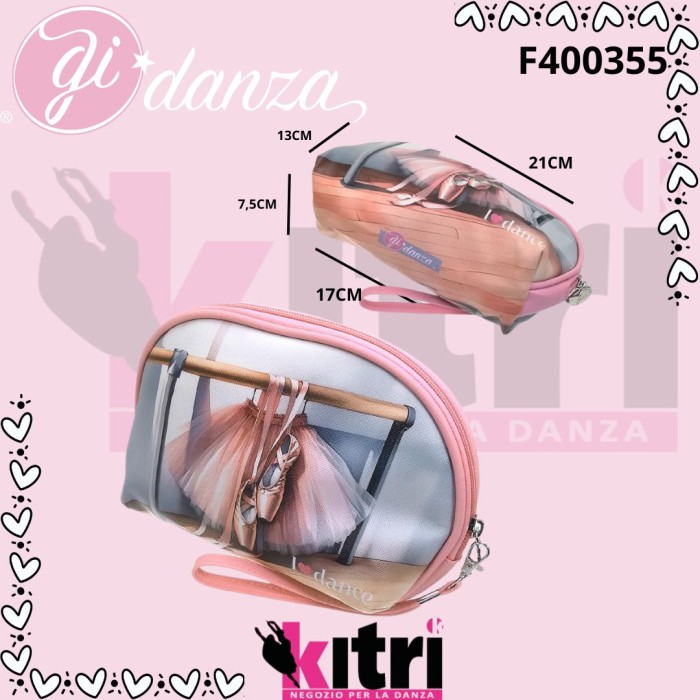 Pochette in saffiano con stampa tema danza