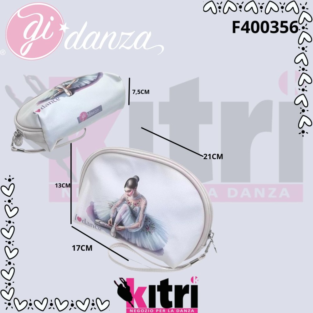 Pochette in saffiano con stampa tema danza