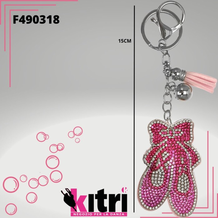 Portachiavi metallo con scarpetta di strass