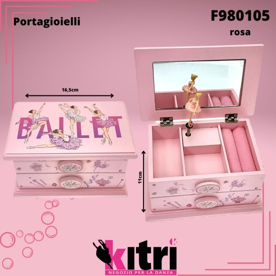 Portagioielli in legno con carillon e ballerina