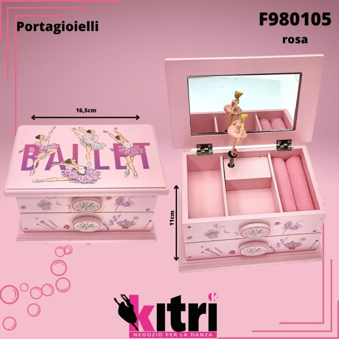 Portagioielli in legno con carillon e ballerina